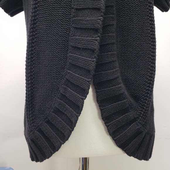 Kenneth Cole Reaction Black Ribbed Knit Short Sleeve Cardigan Sweater Size S Y2K - Picture 4 of 13